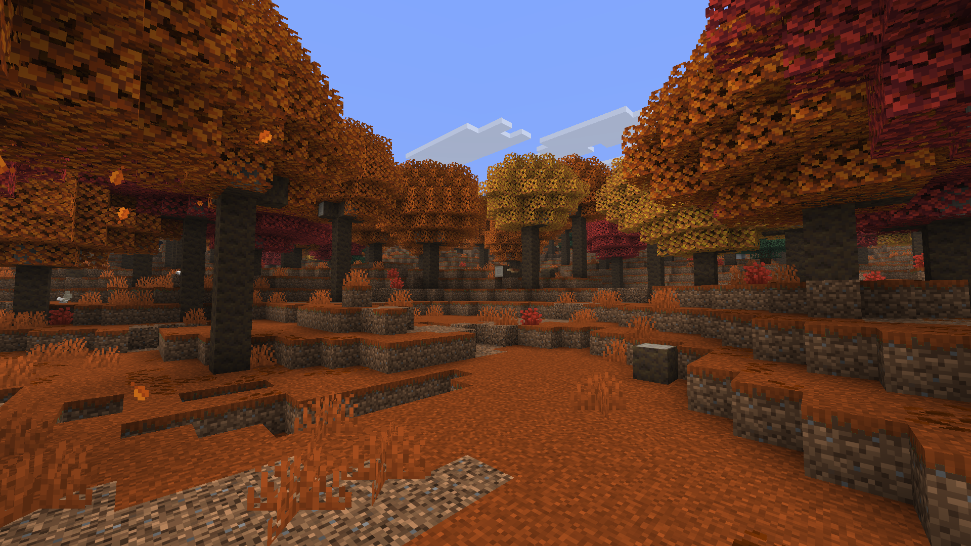 Minecraft Dappled Forest with autumn-colored trees