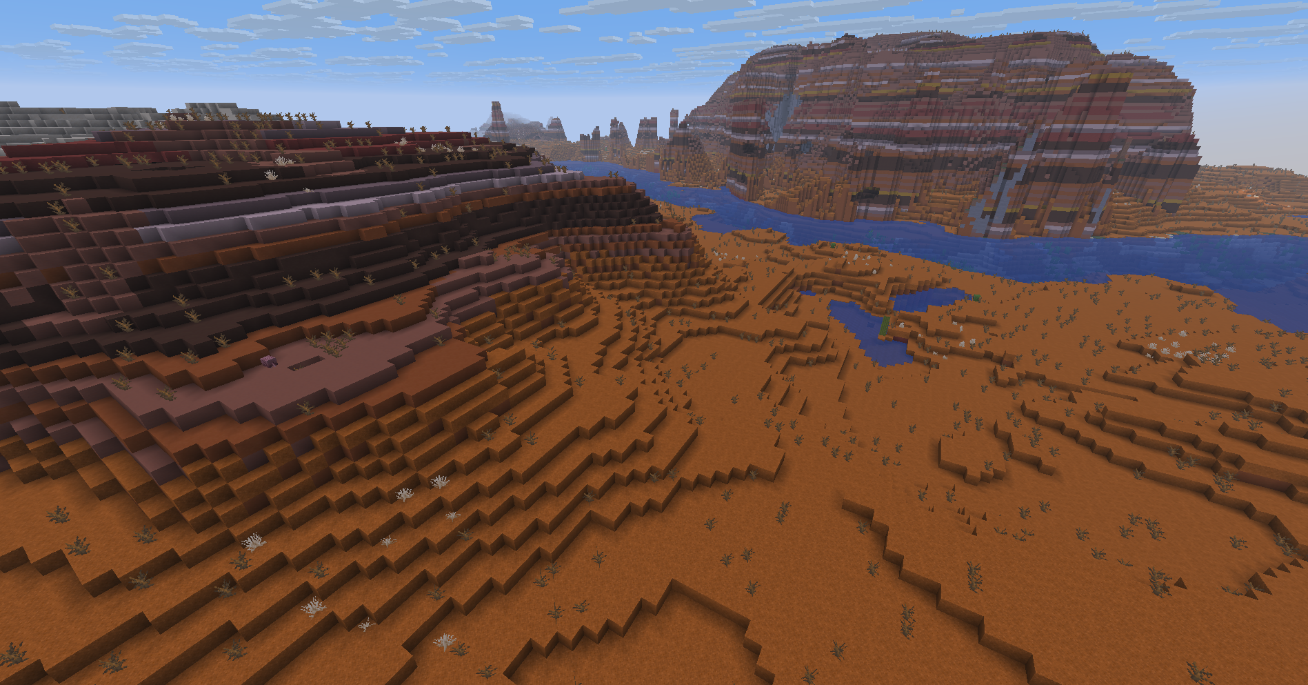 Badlands as it appears in vanilla Minecraft