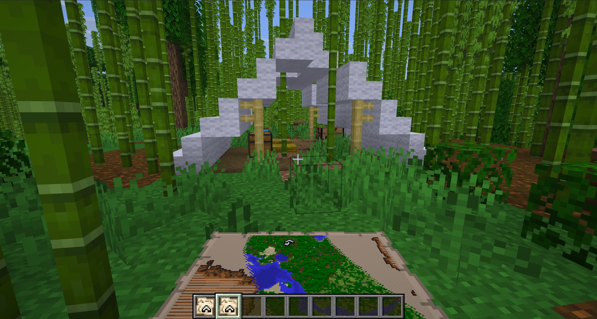 A player arriving at an Abandoned Camp while holding its Explorer Map