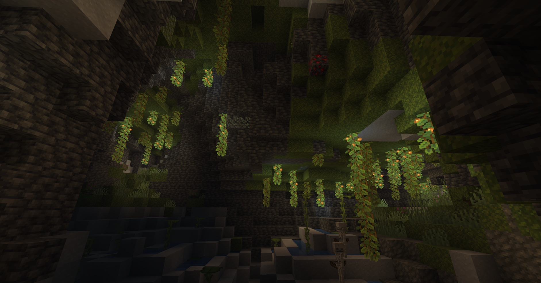 Lush Caves as it appears in vanilla Minecraft