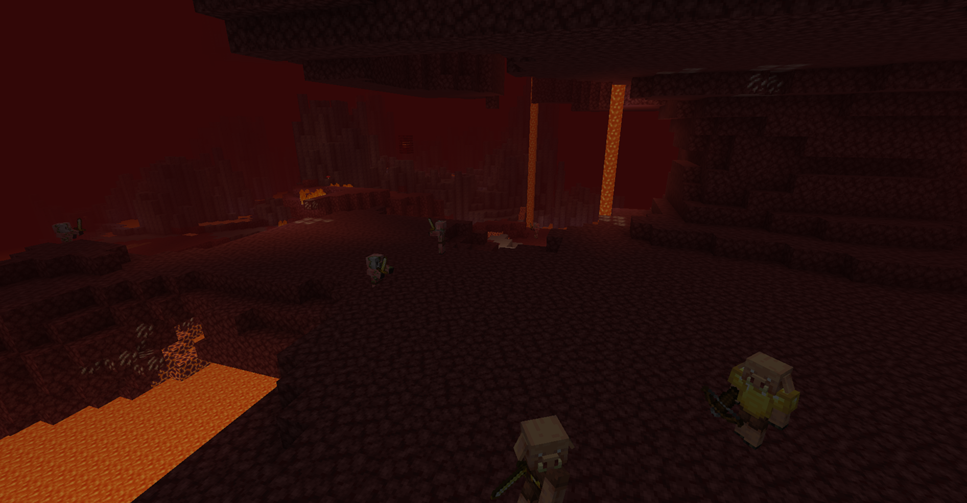 Nether Wastes as it appears in vanilla Minecraft
