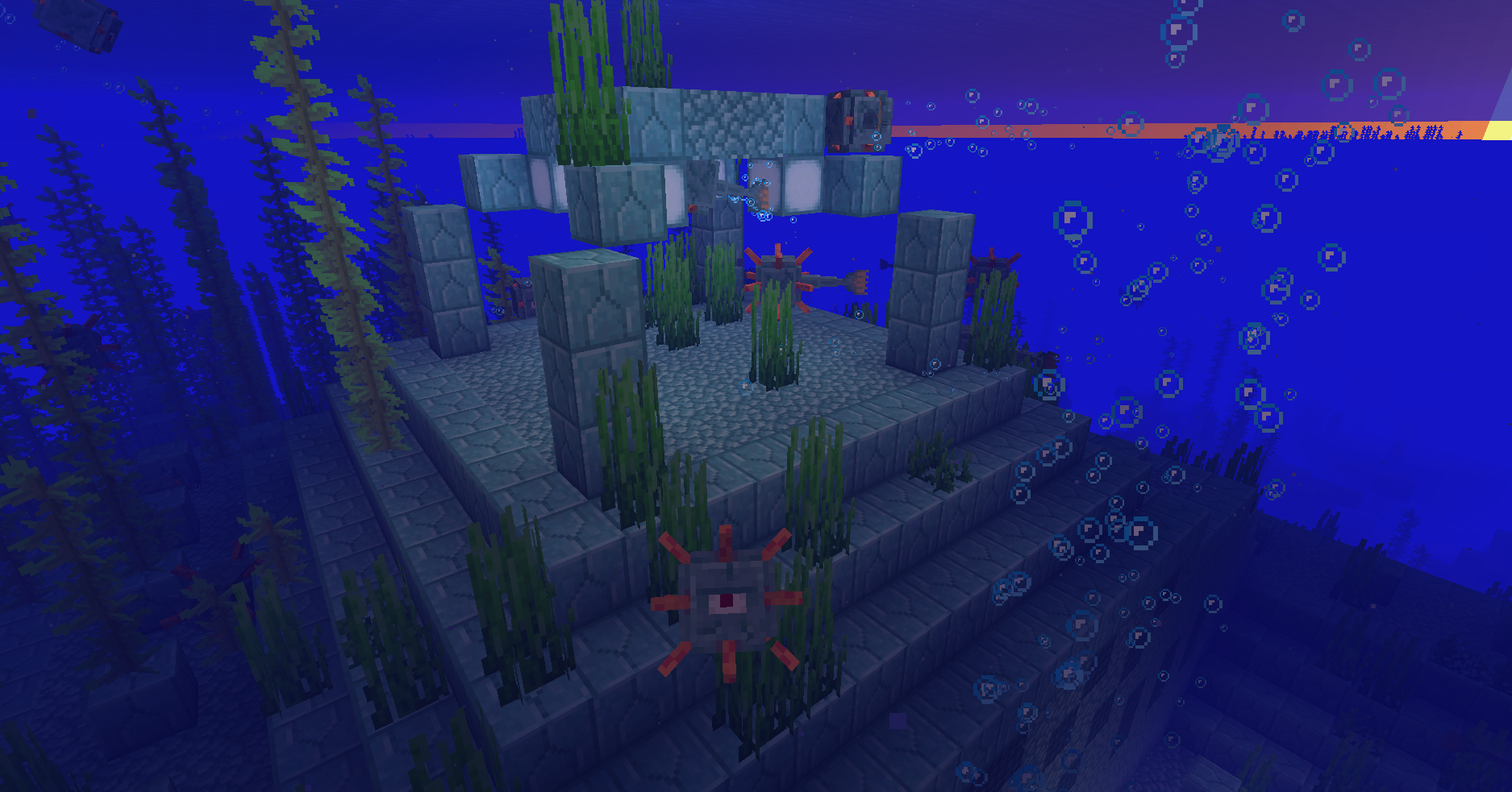 Ocean Monument as it appears in vanilla Minecraft