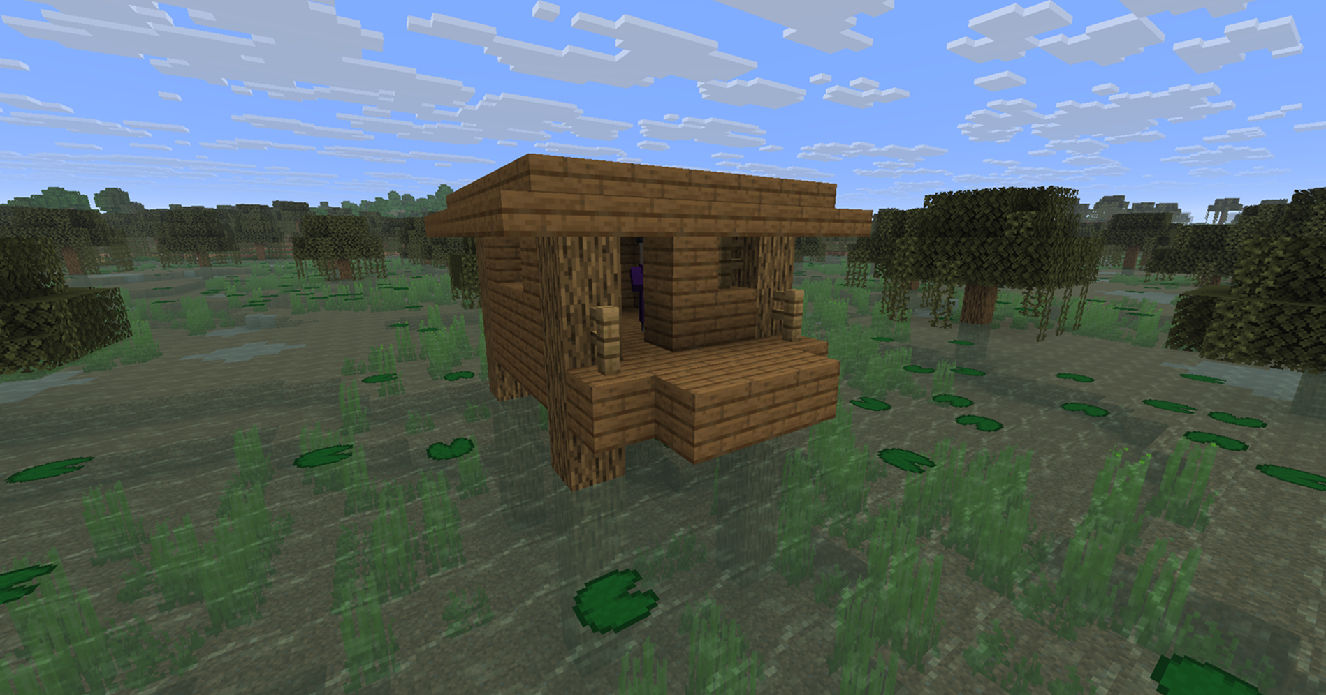 Swamp Hut as it appears in vanilla Minecraft