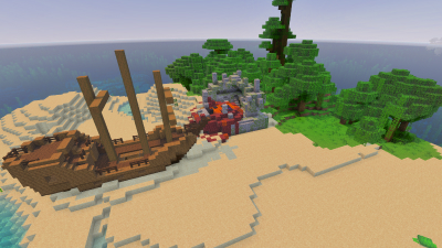 Shipwreck-Temple-Portal Island, a featured Minecraft seed world