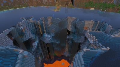 Huge Sinkhole Village, a featured Minecraft seed world