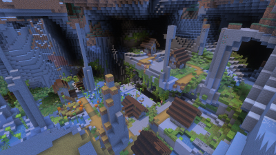 Lush Cave Village Spawn, a featured Minecraft seed world
