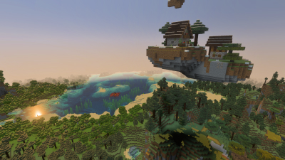 Sky Village Spawn, a featured Minecraft seed world