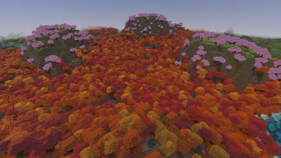 Dappled Forest Cherry Mountains, a featured Minecraft seed world