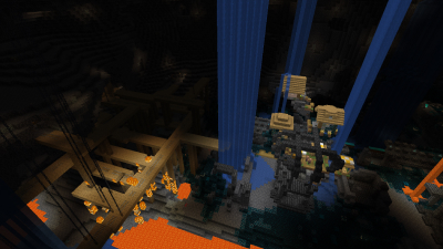Ancient City Village With Open Mineshaft, a featured Minecraft seed world
