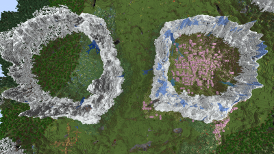 Double Snow Mountain Rings, a featured Minecraft seed world