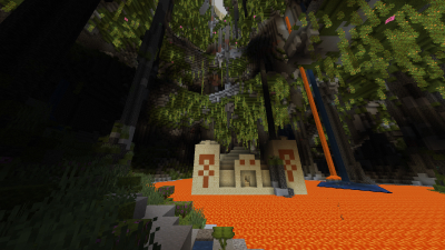 Desert Temple Floating on Lava Under Spawn, a featured Minecraft seed world
