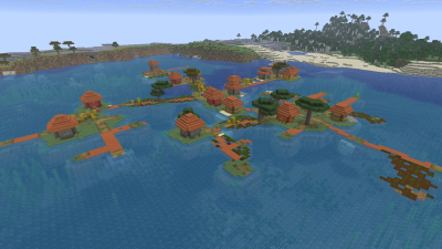 Floating Savanna Village, a featured Minecraft seed world