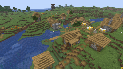Village With Nearby Pillager Outpost, a featured Minecraft seed world